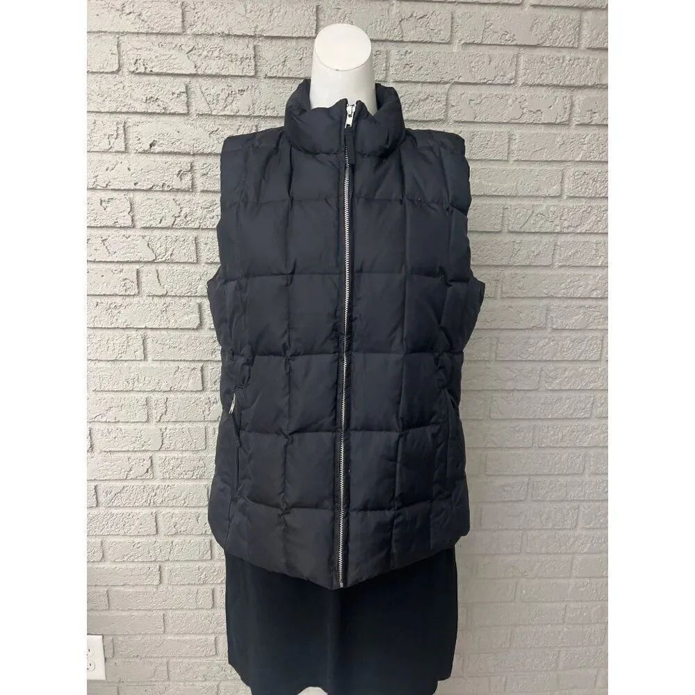 Gap Women Black Down Quilted Puffer Vest Size L